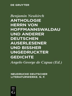 cover image of Anthologie Herrn von Hoffmannswaldau und anderer Deutschen auserlesener und bißher ungedruckter Gedichte, Theil 3